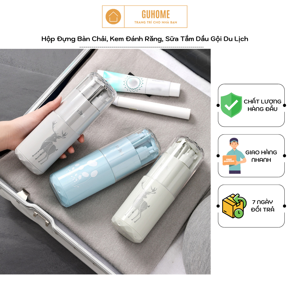 Hộp đựng bàn chải, kem đánh răng, sữa tắm dầu gội du lịch 8 in 1
