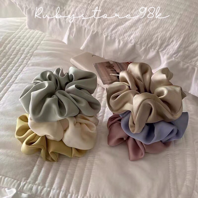 Dây cột tóc vải scrunchies phi lụa màu sắc nổi bật [ Hot Trend ]