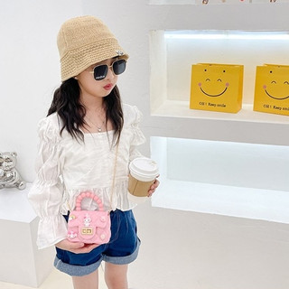 Túi đeo chéo Silicon cho bé Hồng sticker nổi siêu đáng yêu