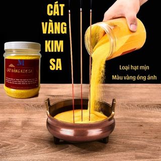 Cát kim sa vàng để lư hương [HÔP 1 KG],cát vàng tro để lư hương bàn thờ cúng
