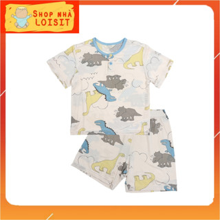 [Size 100-110-130] Bộ ngủ cộc tay Ppippilong cho bé trai vải thun Rayon co giãn mềm mát