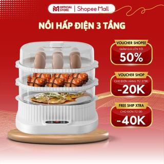 Nồi Hấp Điện 3 Tầng Công Suất Lớn MELLI, Nồi Hấp Điện Cách Thuỷ Dung Tích 10L, Nấu Chín Nhanh, Vệ Sinh Dễ Dàng Tiện Lợi