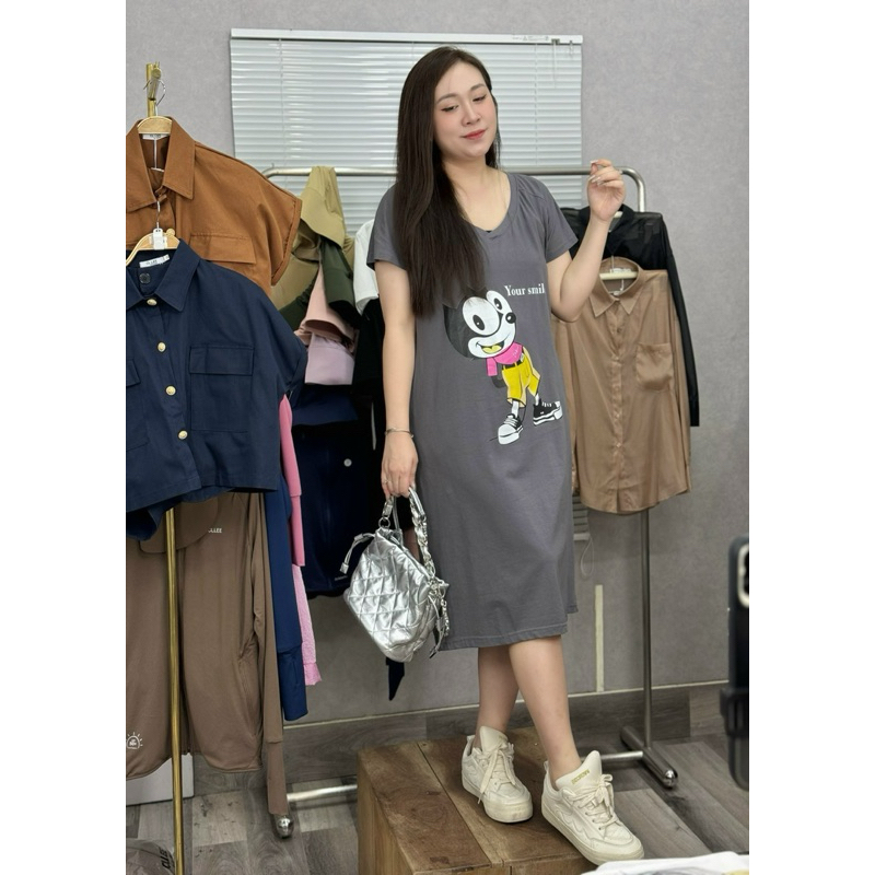 Váy cotton cổ tim your smile BIGSIZE ( 20312 )