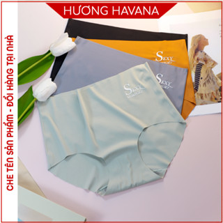 Quần lót nữ su lụa không viền cạp cao logo sexy - Quần chip nữ gen bụng nhẹ nhàng viền mỏng tàng hình mã FLQ37
