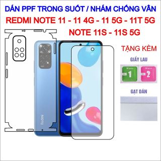 Dán ppf xiaomi redmi note 11, note 11 4g, note 11 5g, note 11t 5g, note 11s, note 11s 5g full lưng viền, màn hình