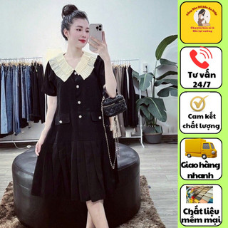 Váy bầu,  Váy Bầu công Sở,đầm bầu công sở cổ bèo cúc hoa sang chảnh M124
