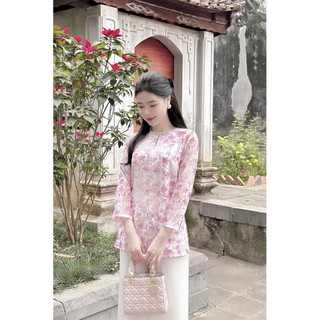  Bộ pháp phục nữ đi chùa Yamopad áo tơ hoa tay dài quần lụa cao cấp duyên dáng thanh lịch thoải mái 