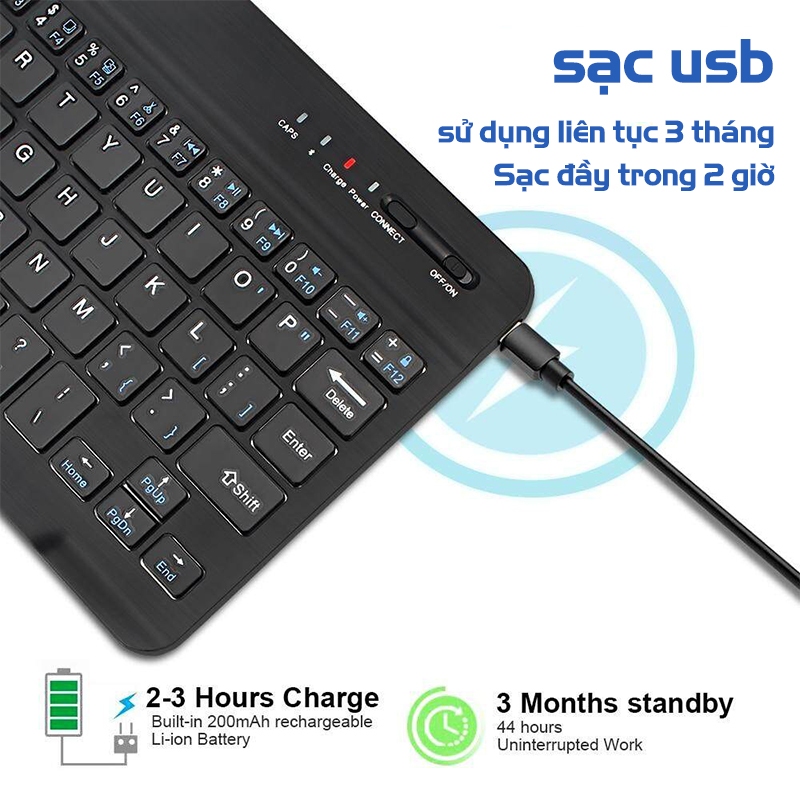 Bàn phím Bluetooth 10 inch Bluetooth 5.0 phạm vi kết nối hiệu quả 10 mét kèm theo chuột Bộ sản phẩm | BigBuy360 - bigbuy360.vn