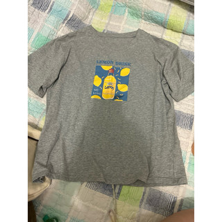Áo phông cotton xám hình lemon drink