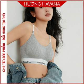 Áo bra đệm mỏng 1cm vải cotton mix su ép nhiệt không lộ viền, dây vai chun dệt chữ co giãn FLA634
