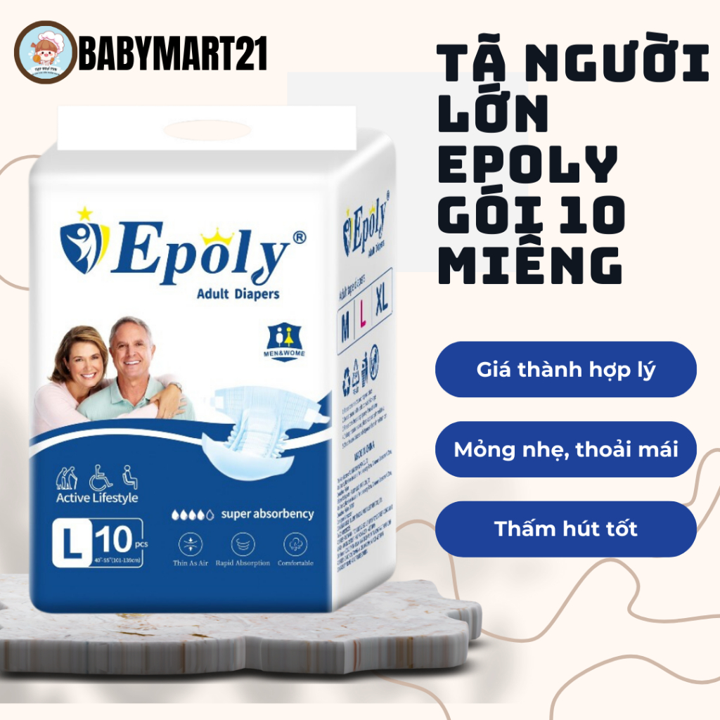 Bỉm dán người già epoly/Ipaly chất lượng giá tốt combo 100 miếng M-L-XL