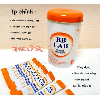 Bột truyền trắng BB LAB Low Molecular Collagen Glutathione White hộp 30 gói