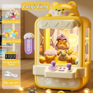 Máy Gắp Thú, Máy Gắp Gấu Bông, Máy Gắp Thú Mini có nhạc có đèn, tặng kèm 10 thú 10 bóng