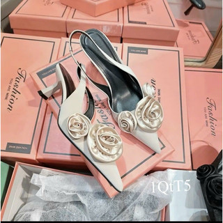 Giày cao gót 3 bông hồng lụa bigsize, size 40-44 [Hàng oder không sẵn]
