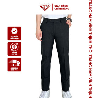 Quần Tây Nam SlimFit Vĩnh Thịnh - Quần Tây Đen 1008a-1 Công Sở Chất Cotton Co Giãn Không Nhăn Lịch Lãm