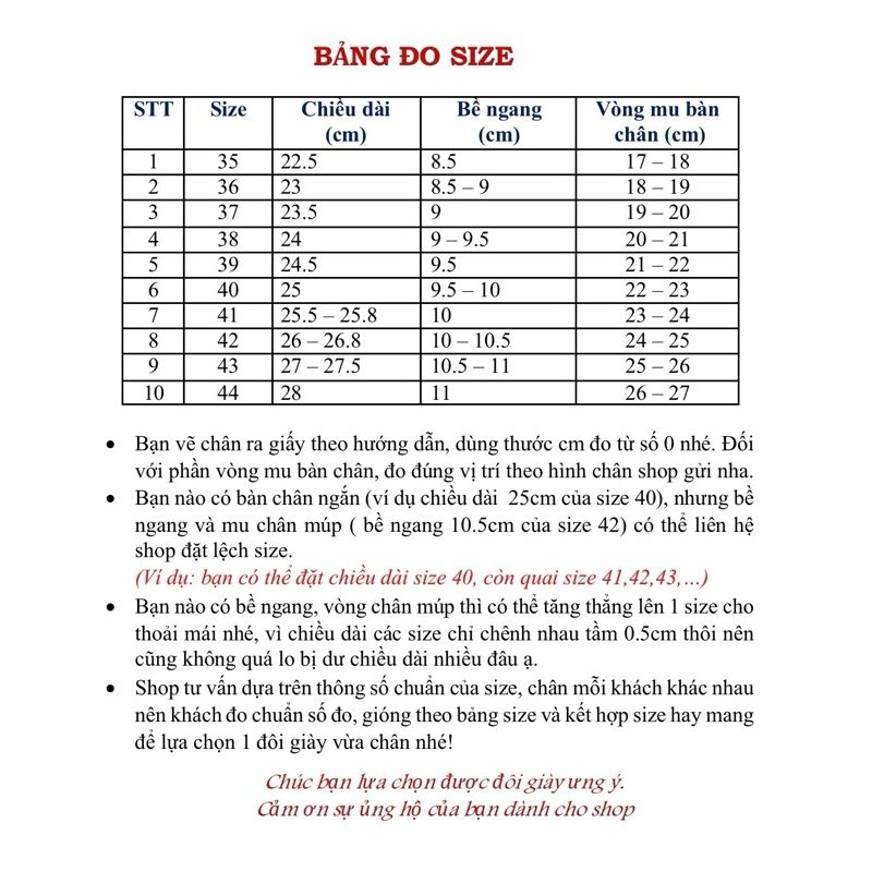Giày hậu phối xích bigsize, size 40-44