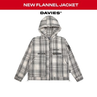 Áo khoác flannel có mũ local brand DAVIES nam nữ form rộng vải nỉ caro đen trắng dày dặn