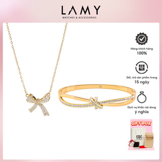 Bộ quà tặng trang sức cde dây chuyền vòng tay cde perfect bow knot gold cde6019gg & cde2009gg