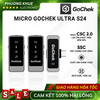 Mic thu âm không dây GoChek GC-ULTRA S24 kèm Dock sạc, Tích hợp 2 chân cắm khi live/quay video/ghi âm cho mọi thiết bị