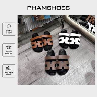 Dép lê nữ chữ H quai ngang bản da đế cao su hàng fullbox