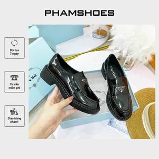 Giày nữ prada da bóng đế độn kiểu dáng thời trang hot trend p-001