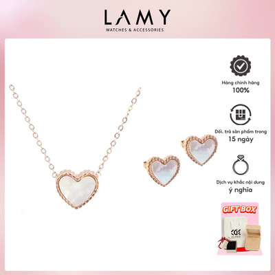 Bộ quà tặng trang sức dành cho nữ Dây chuyền và khuyên tai LAMY Double Sided Heart