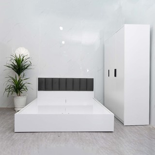  Giường ngủ MDF nhập khẩu có đầu nệm thương hiệu Hoàng Lê Mộc