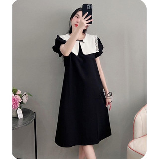 Váy bầu, đầm bầu cổ sơ mi ren đẹp dáng suông công sở Z01