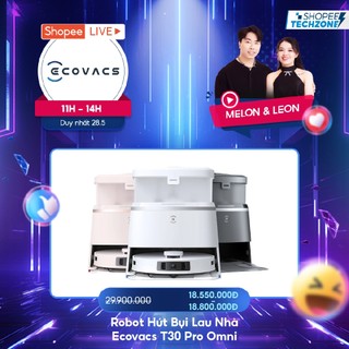Robot hút bụi lau nhà Ecovacs T30 Pro Omni xòe giẻ - Lực hút 11000Pa - Kháng khuẩn ion bạc