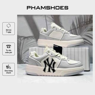 Giày thể thao MLB Chunky Liner New York Yankees White Black Gray, Giày Sneaker Trắng Đen Xám Full Box Bill