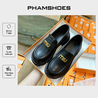 Giày lười nữ miu mũi tròn chất da mềm, loafer nữ tag đồng thời trang, giày búp bê nữ đế cao oxford 4cm êm chân