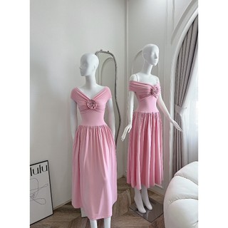 Đầm maxi dài trễ vai đính hoa ( chất đẹp ) , By MeiMei