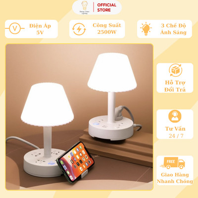 Ổ Cắm Điện Energy Green Lighting Thông Minh Kiêm Đèn Bàn OD-435 - Tích Hợp Đèn Chiếu Sáng - BH 1 Năm