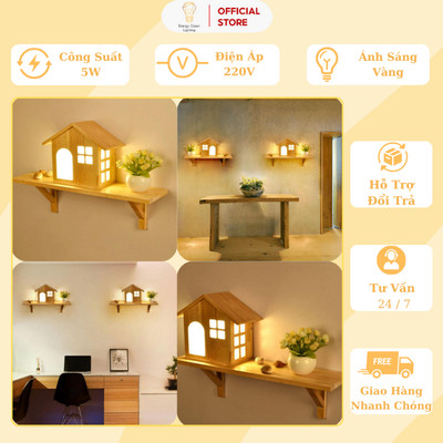 Đèn Tường Kệ Gỗ Energy Green Lighting Hình Ngôi Nhà DT-B0042 - Hiện Đại - Trang Trí Căn Phòng