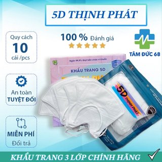  SET 100 Cái Khẩu Trang 5D THỊNH PHÁT Nhiều Màu Mới Lạ, Vải Không Dệt 3 Lớp Lọc Bụi Mịn