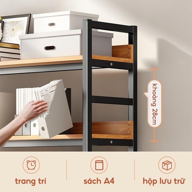 Bali Kệ Sách Đa Năng Nhiều Tầng Gỗ Mdf Loại Tốt Uy Tín Có Khung Sắt Chịu Tải Tiện Lợi Lắp Ghép Dễ Dàng | BigBuy360 - bigbuy360.vn