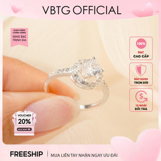 Nhẫn bạc nữ vbtg đá tròn viền nạm đá sang trọng - nhẫn bạc ta cao cấp vbtg8182