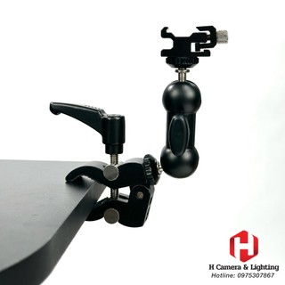 Phụ Kiện Kẹp Máy Ảnh, Đèn Flash, Kẹp Đèn Quay Phim Nhỏ Đời Mới. Kẹp Càng Cua Kim Loại Và Tay Xoay (Magic Arm)