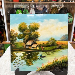 Tranh Sơn Mài Đồng Quê Cao Cấp Thanh Bình Lê 40x40 cm