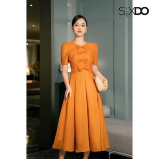Đầm voan tơ ngắn tay phối nơ SIXDO