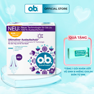 Băng vệ sinh dạng ống tampon o.b extraprotect normal 3 giọt 56 cái, không cần đẩy, không hương liệu