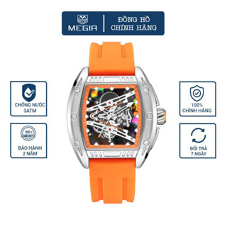 Đồng hồ nam chính hãng MEGIR chống thấm nước dây silicon Size 48mm chạy pin, Đồng hồ đeo tay Quartz