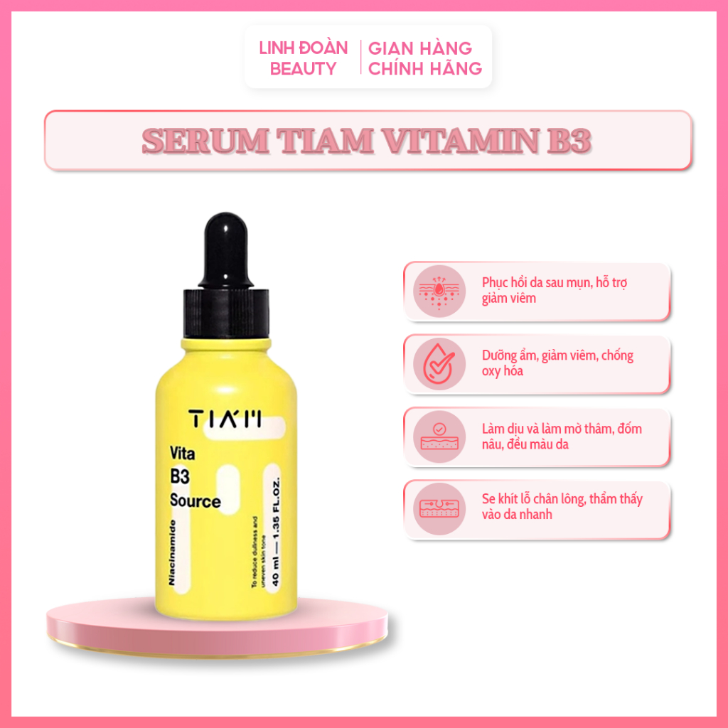 Serum Phục Hồi Da Tiam - Serum Tiam Vitamin B3 Linh Đoàn Beauty Dưỡng Sáng, Cải Thiện Da Thâm Sạm Kh