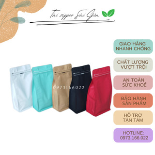 1kg Túi Zipper 8 cạnh màu Đen - Trắng - Xanh - Đỏ - giấy Kraft