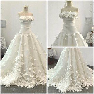 Đầm cưới đi bàn cô dâu lilystore cúp ngực bo eo kết ngàn hoa full size s/m/l/xl