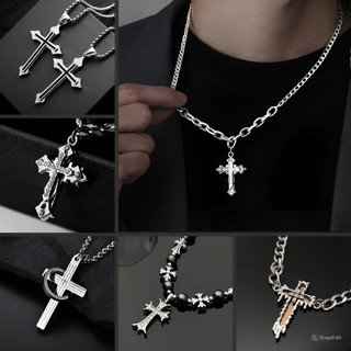 Vòng Cổ Nam Nữ Titan Dây Chuyền Mạ Bạc Mặt Thánh Giá Phong Cách Gothic Thời Trang Cá Tính Nhiều Lựa Chọn Tavi Studio