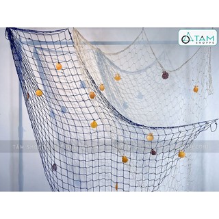 [Đính vỏ sò - Nhiều cỡ] Tấm lưới đánh cá trang trí chủ đề biển LUOICA-01