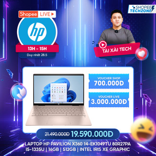Laptop HP Pavilion X360 14-ek1049TU 80R27PA i5-1335U | 16GB | 512GB | Intel Iris Xe Graphic