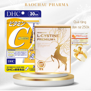 Combo GB BEAUTY L-CYSTINE PREMIUM+ 60 viên + Vitamin C DHC 60 viên cải thiện da tối màu, giảm rụng tóc, giảm mụn, cấp ẩm