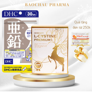 COMBO hỗ trợ mọc tóc, giảm mụn, cải thiện da tối màu GB BEAUTY L-CYSTINE PREMIUM+ 60 viên và Kẽm DHC Nhật Bản 60 viên